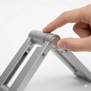 Clear image of the automatic locking joints and release mechanism on the branch adjustable laptop stand for secure height adjustment.