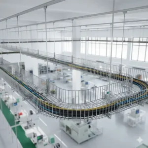 5- Overhead view of a modular wire mesh cable basket system providing flexible and scalable routing for industrial cable management infrastructure.