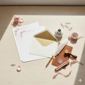 High-quality luxury writing paper and envelopes from a pretty office stationery collection.