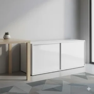 A sleek white lateral storage unit from our modern office furniture file cabinets collection.