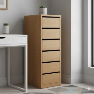 Space-saving vertical design of wood-grain modern office furniture file cabinets for small offices.