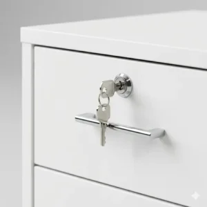 Detailed diagram showing the exact measurements of a standard two drawers file cabinet.