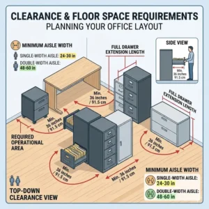 Compact mobile and under-desk filing cabinet sizes suitable for small office workstations.