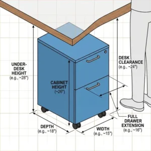 Vertical height variations of filing cabinet sizes based on the total number of drawers.