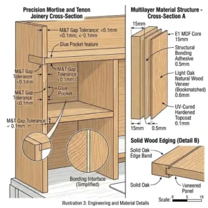 A measurement diagram illustrating the height, width, and depth of a standard wood desk hutch.