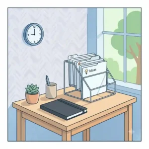 An illustration of a multi-compartment plastic file sorter used for organizing student assignments.