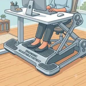 adjustable footrest integrated within a comfortable and productive home office workspace environment.